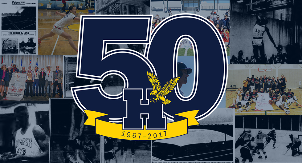 Collage with the Humber 50th anniversary logo