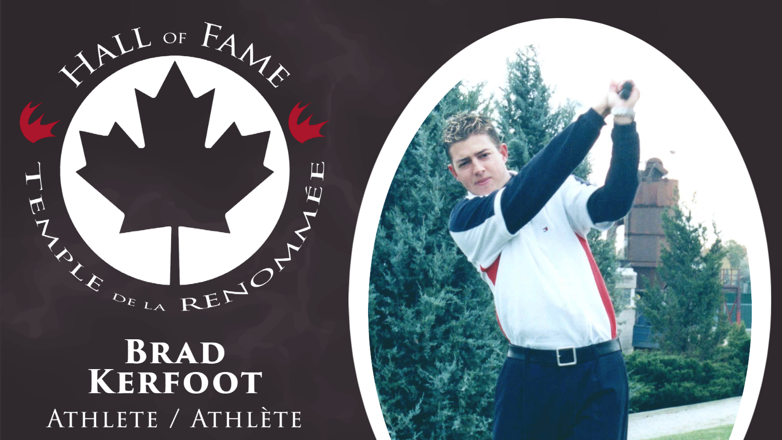 Brad Kerfoot with the CCAA Hall of Fame Logo