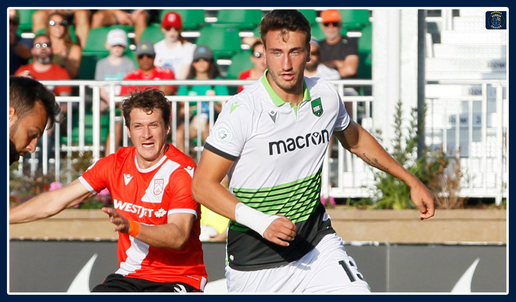 Luca Gasparotto competing in a match for York9 FC