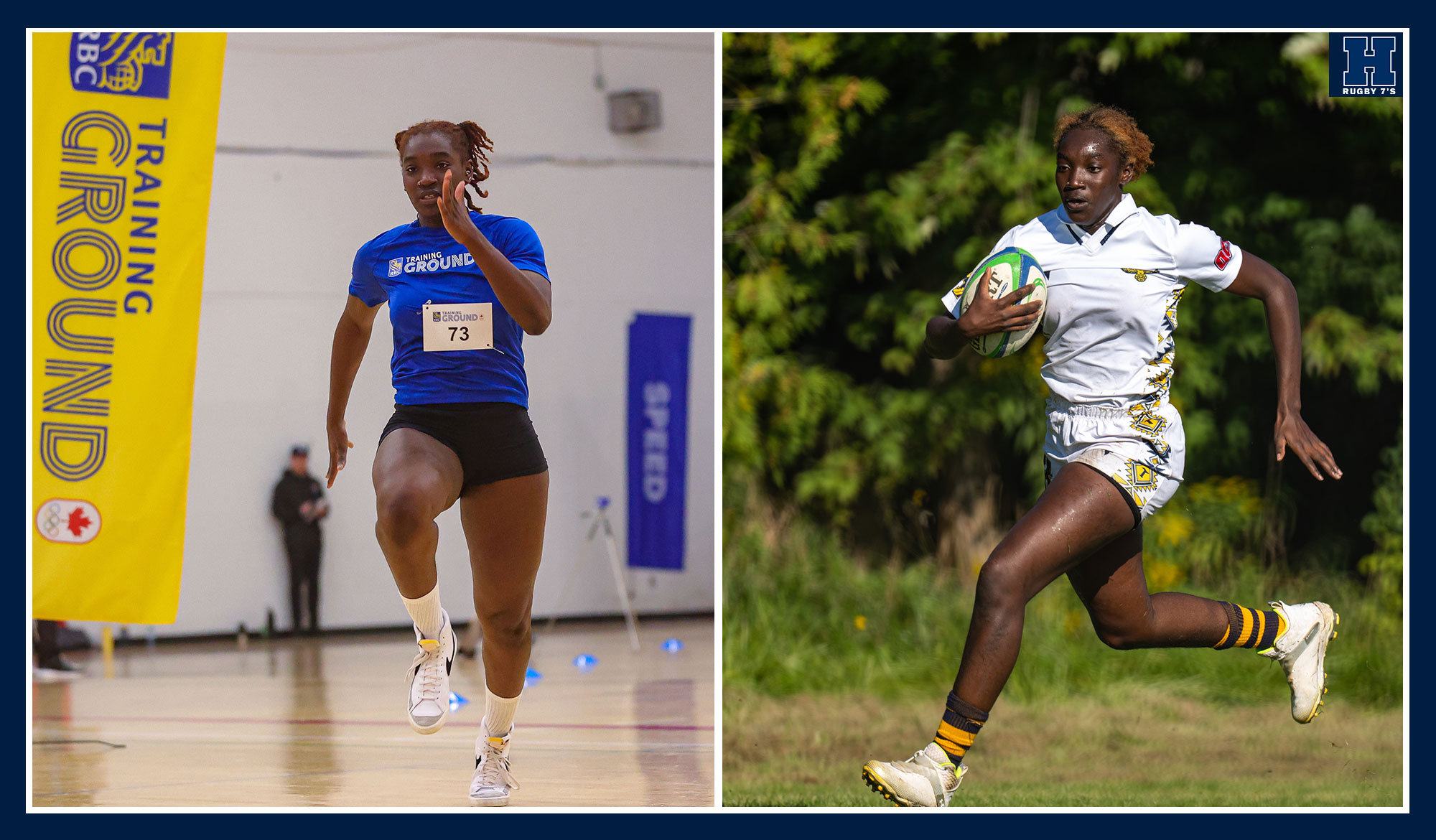 Mary competing at the RBC training ground while also playing Humber rugby sevens