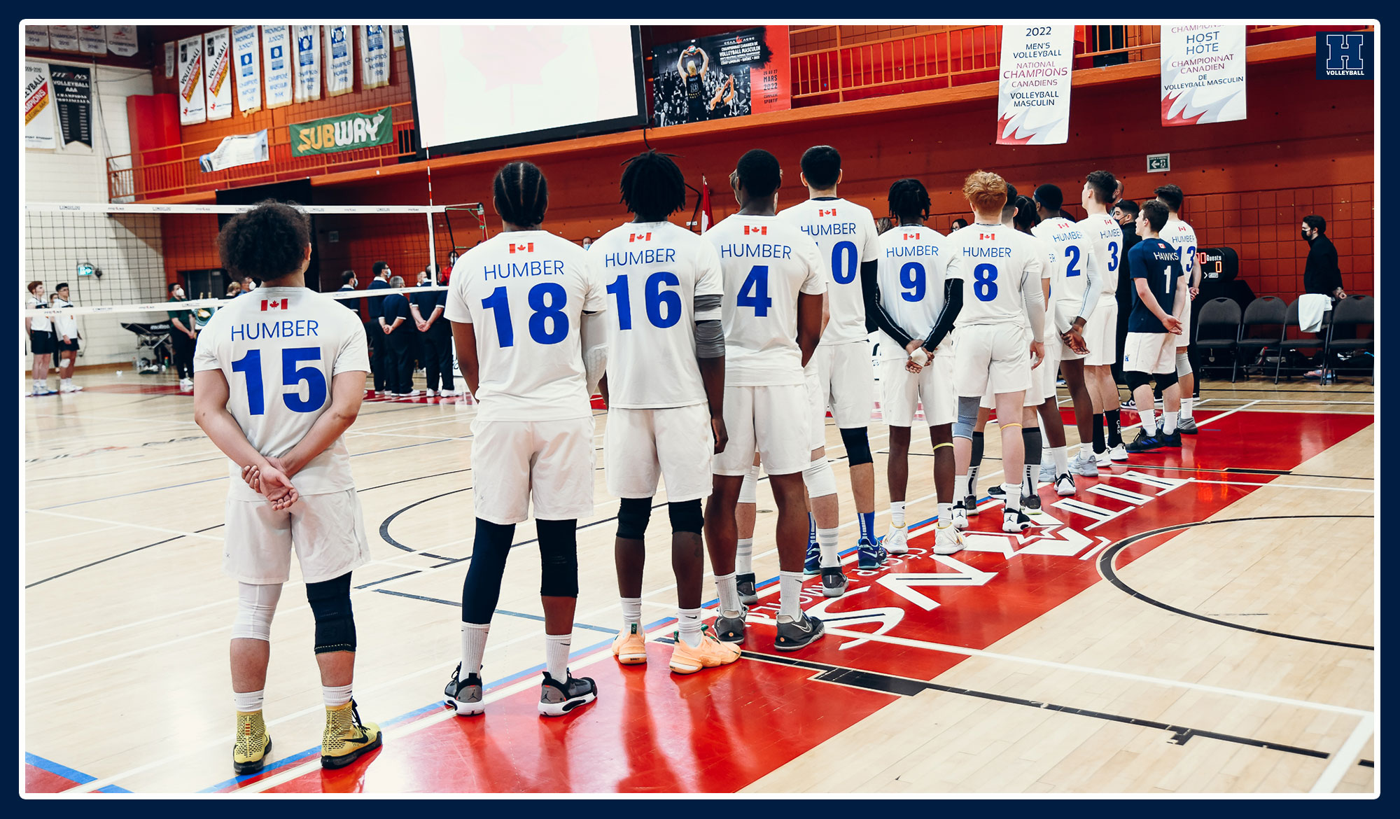 Mens volleyball lined up pregame